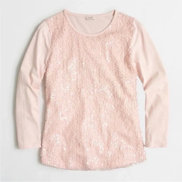 J. CREW Pink Sequin 3/4 Sleeve Tee - Picture 1 of 9